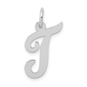 14k White Gold, Madison Collection, Medium Script Initial T Pendant
